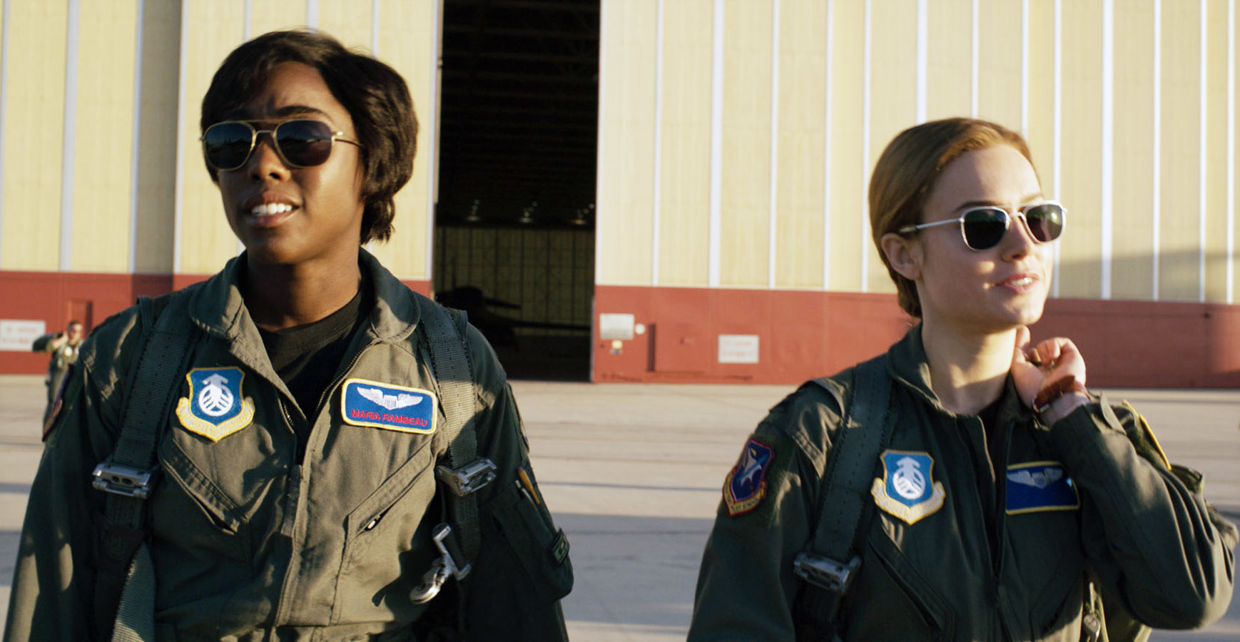 Lashana Lynch and Brie Larson in Captain Marvel