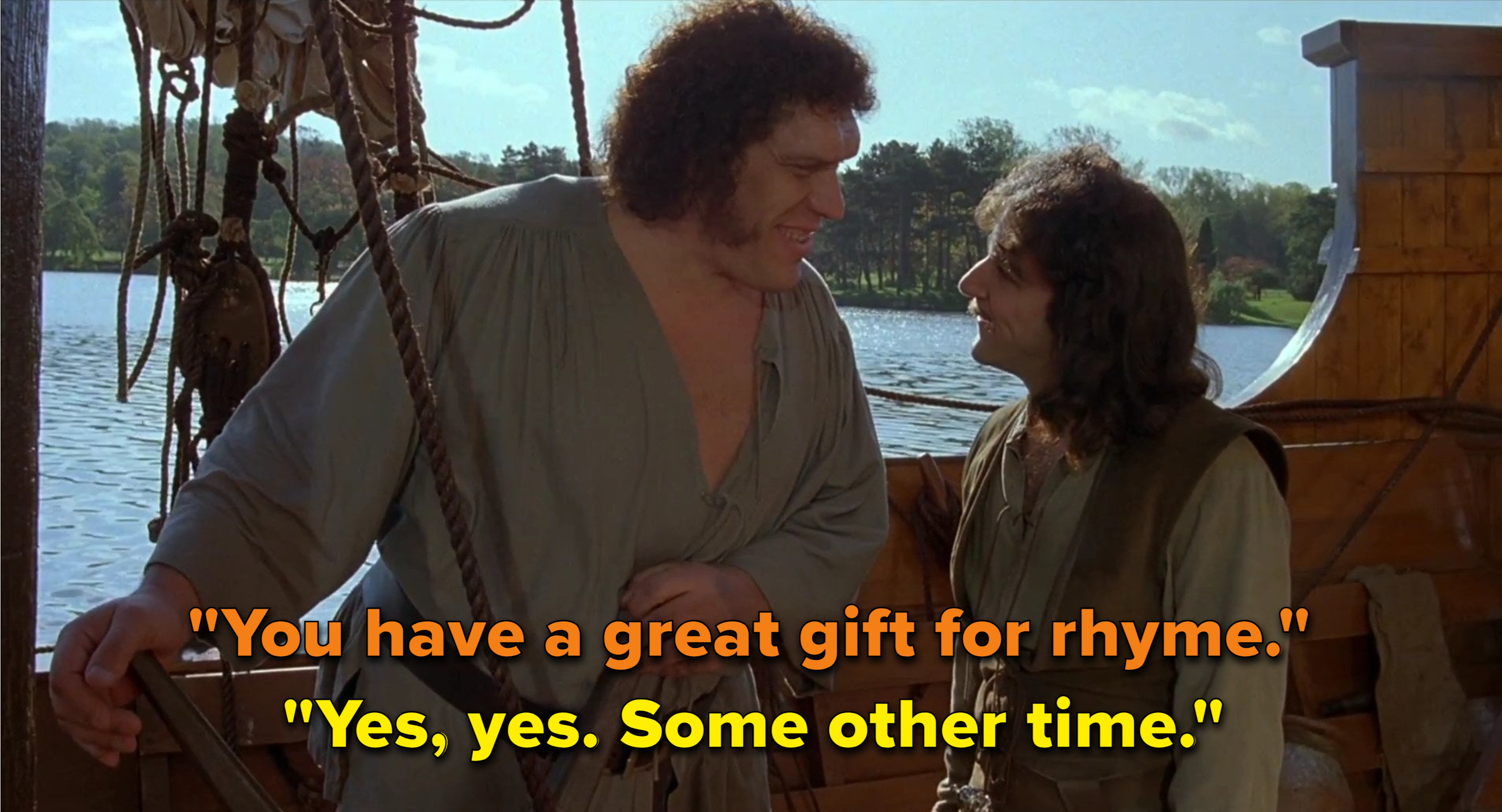 Inigo and Fezzik exchange rhymes on Vizzini&#x27;s boat