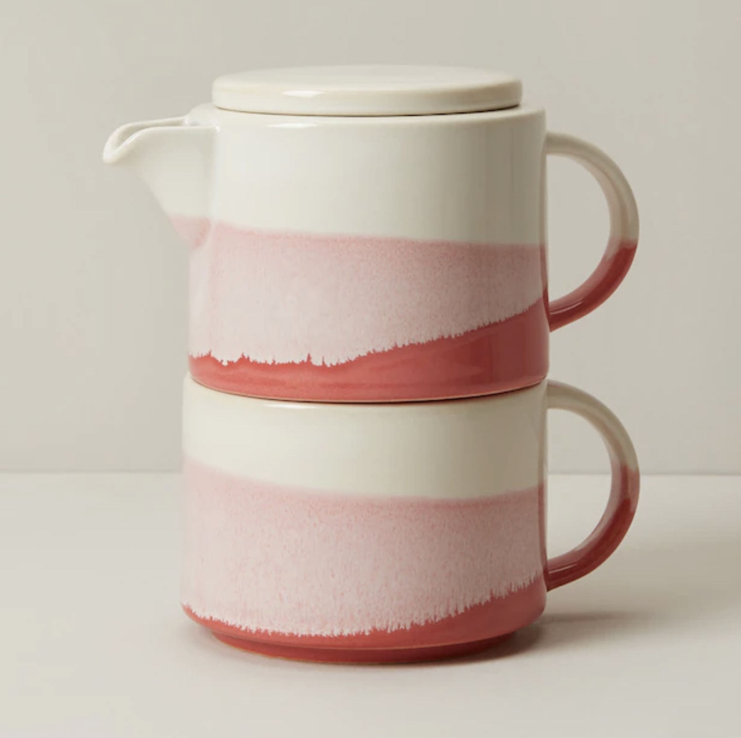 The stacked tea pot on a blank background