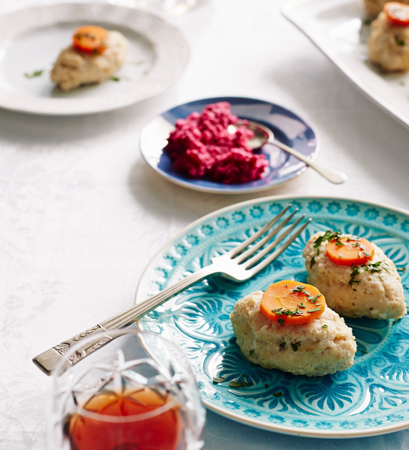 Gefilte fish on a plate