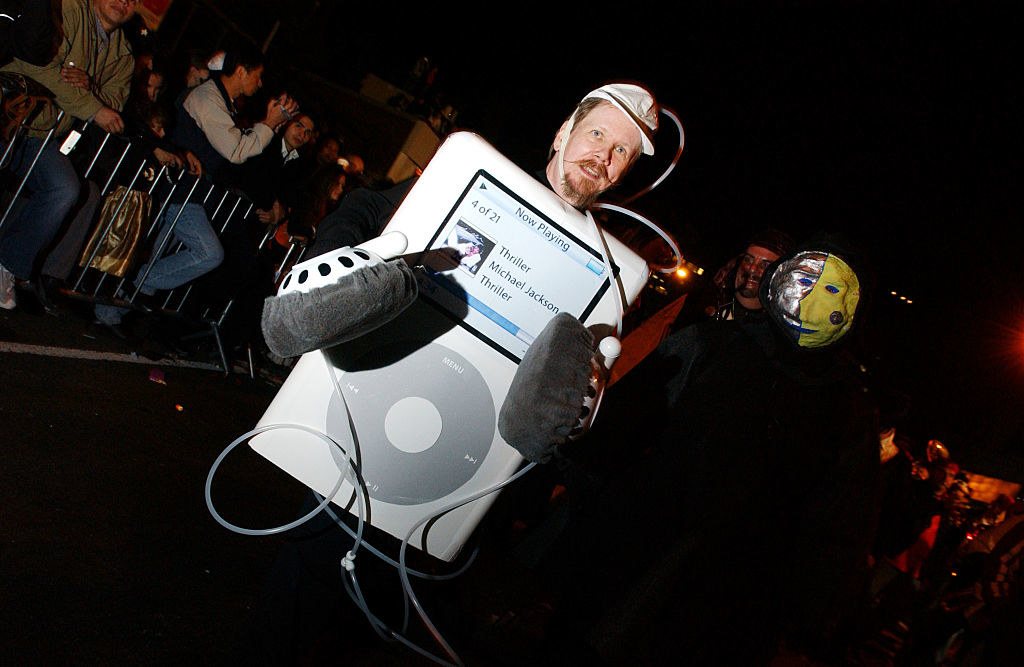A person wearing an iPod costume