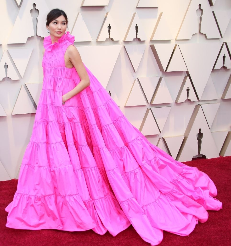 Gemma Chan in a long gown at the Oscars