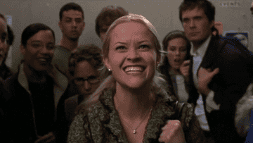 Elle Woods cheering in excitement