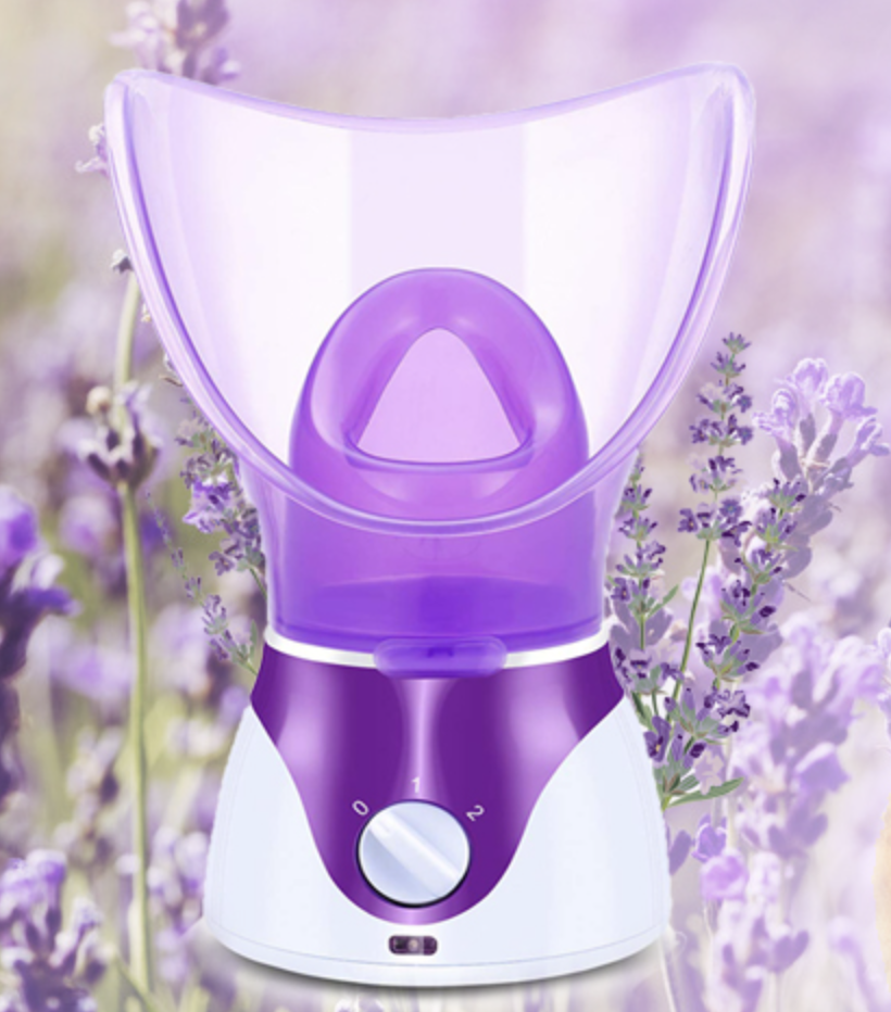 The facial steamer with a lavender background