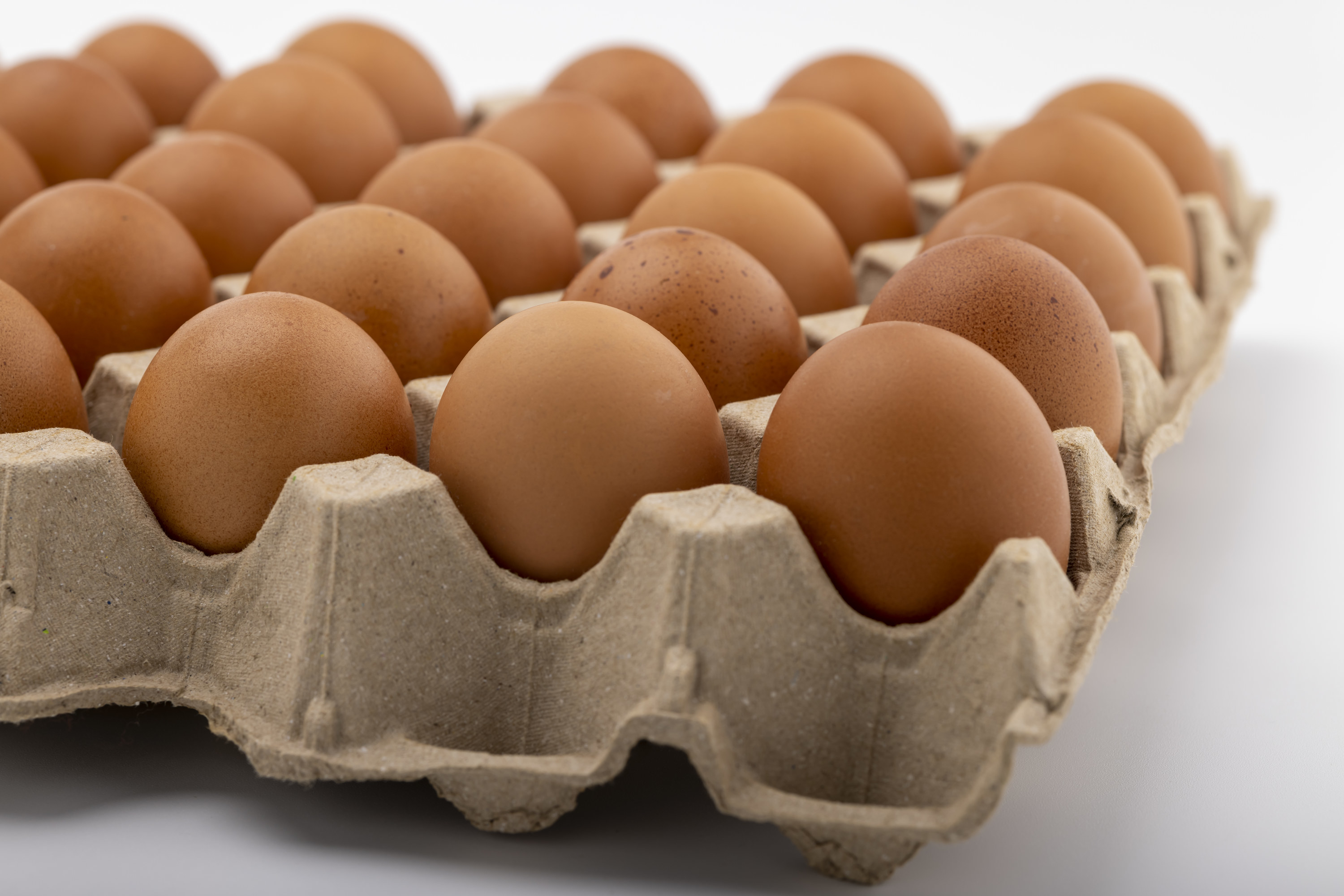 A carton of brown eggs