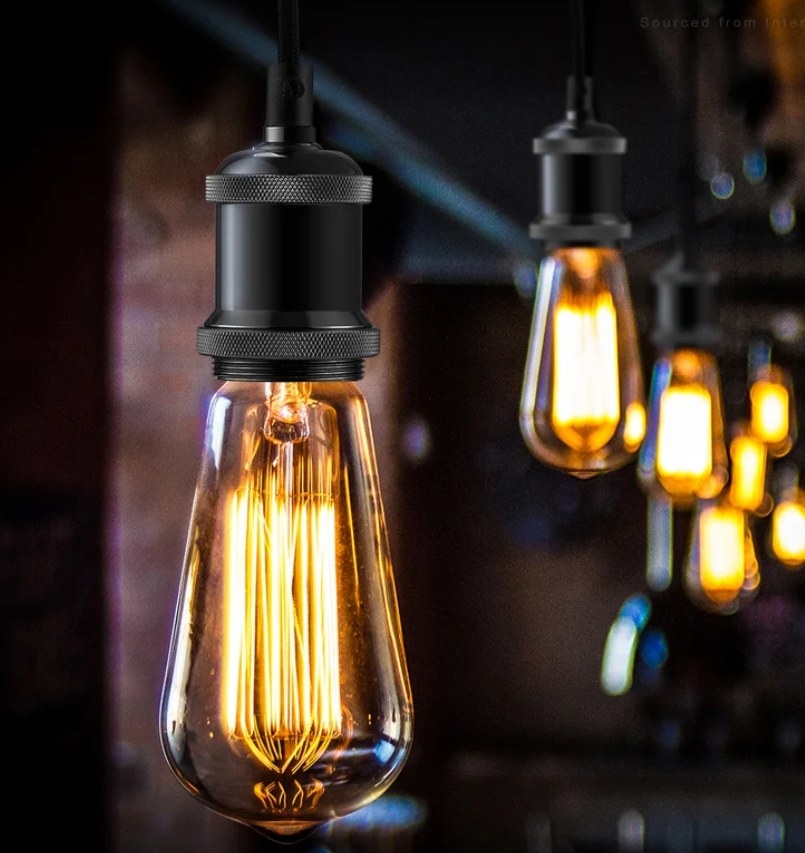 Close up of industrial style light bulbs