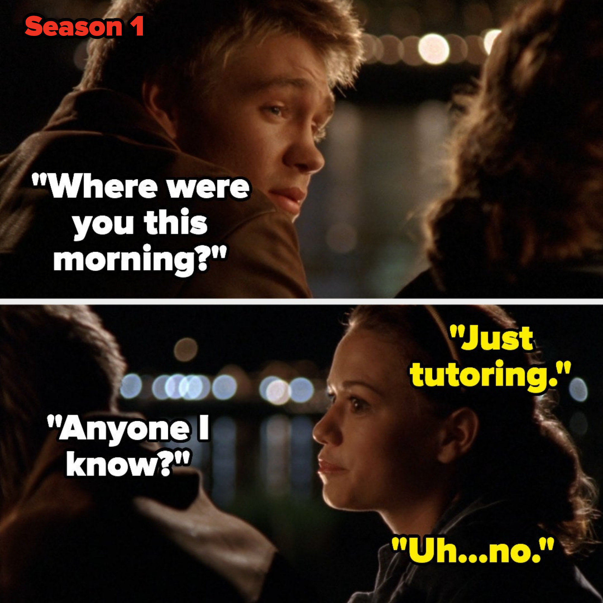in season 1, lucas asks where haley was, and she says she was tutoring someone he doesn&#x27;t know
