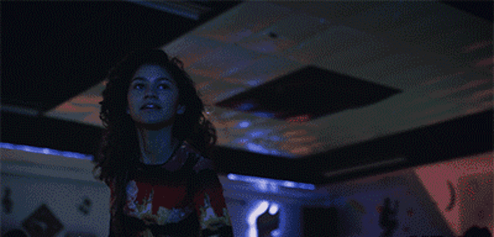A GIF of Zendaya playing Rue Bennett in &quot;Euphoria&quot; is seen skating and smiling happily
