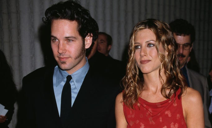 Jennifer Aniston and Paul Rudd attend the premiere of "The Object Of My Affection" at GCC Avco Theater in Westwood