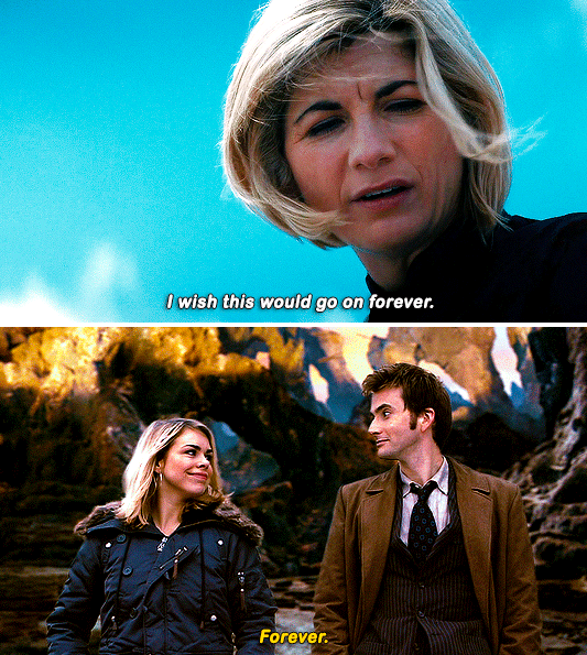 the two different scenes showing thirteen saying she wishes this could go on forever and then Ten saying forever