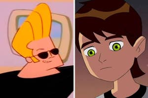 On the left is Johnny Bravo and on the right is Ben Tennyson