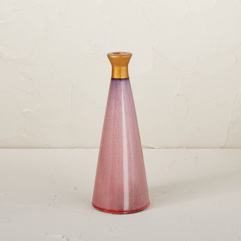 the gold and pink glass candleholder