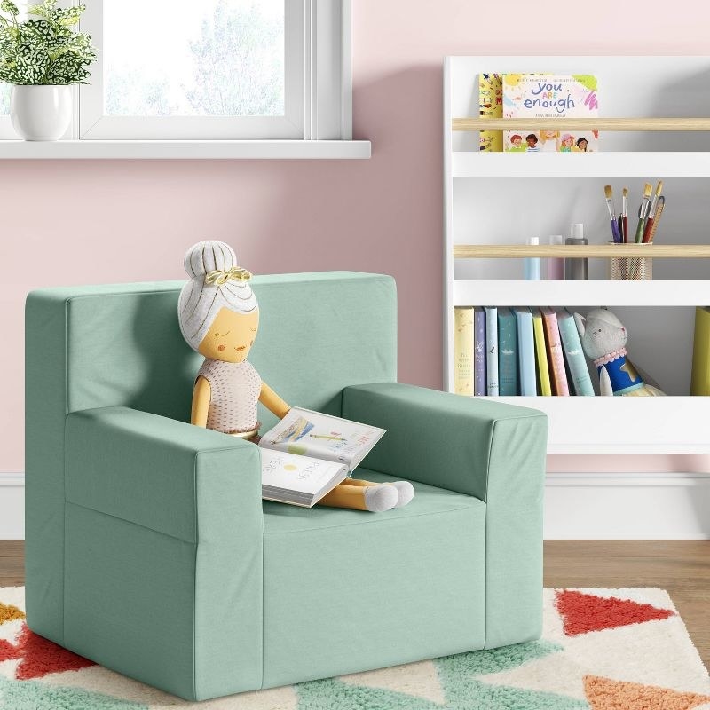 An image of a blue kids modern armchair