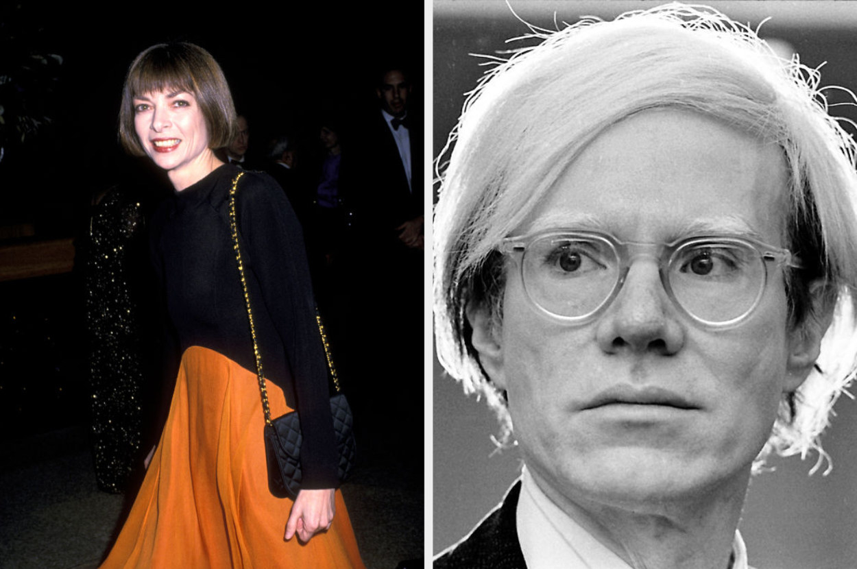 A young Anna Wintour; a portrait of Andy Warhol