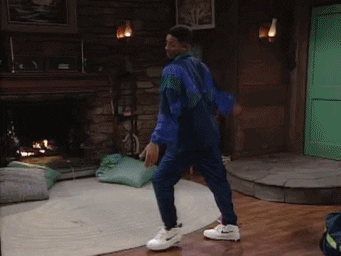 Will Smith cartwheeling onto bed in front of Nia Long