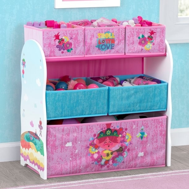 Toy organizer in a room
