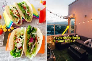Taco holders and a patio globe lights