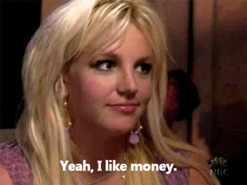 Britney Spears saying, &quot;Yeah, I like money&quot;