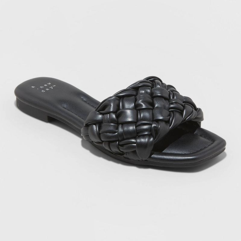 black woven sandals