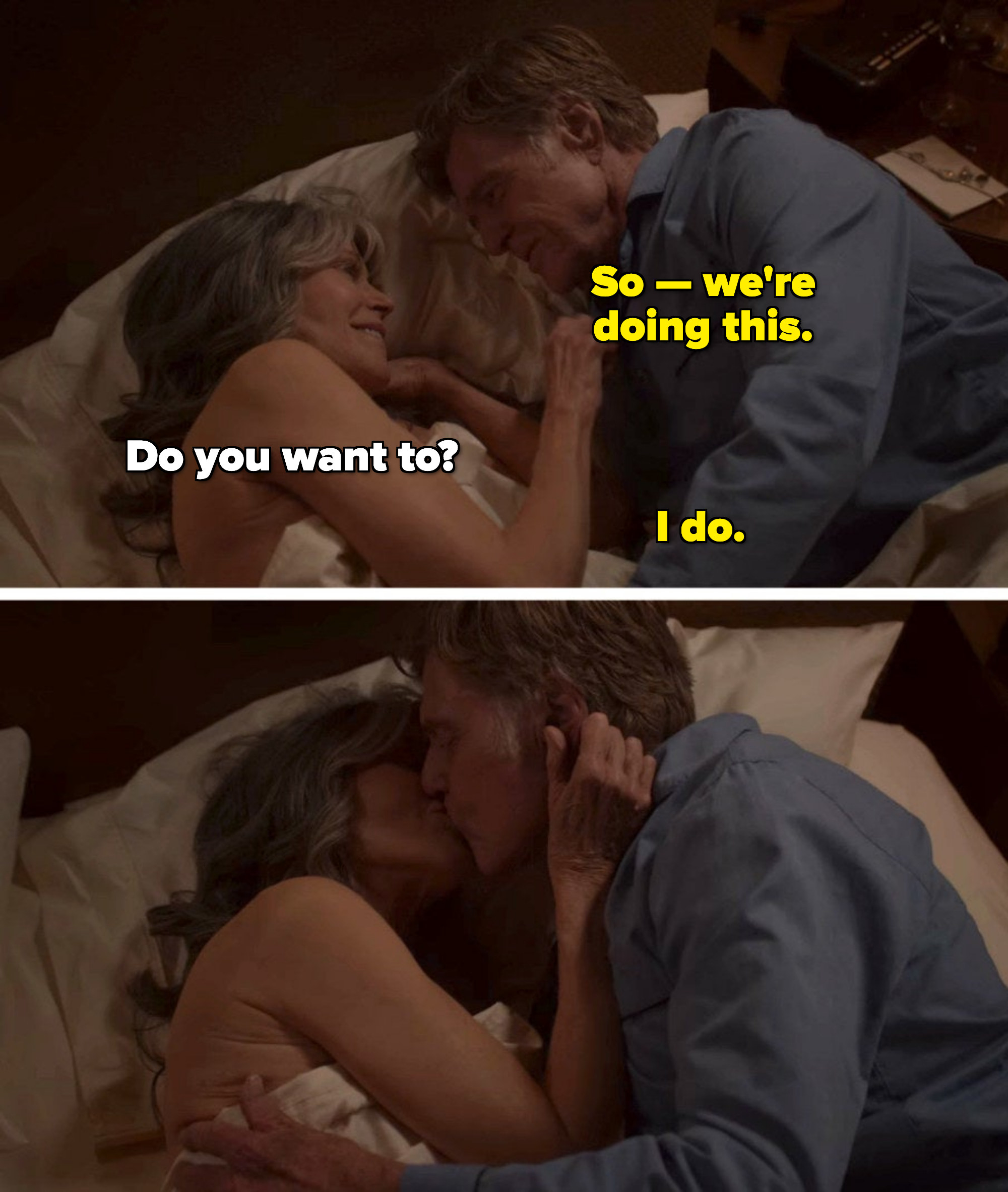 Fonda and Redford filming a sex scene