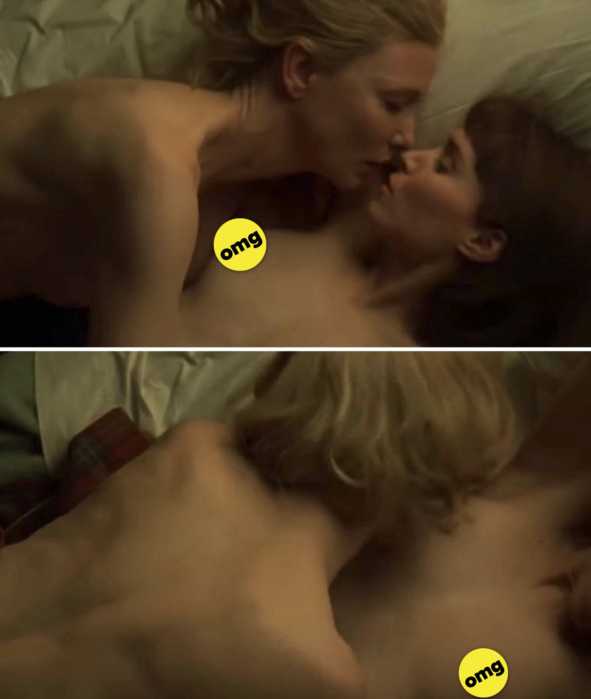 Blanchett and Mara filming a sex scene