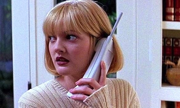 Drew Barrymore on the phone looking behind her in &quot;Scream&quot;