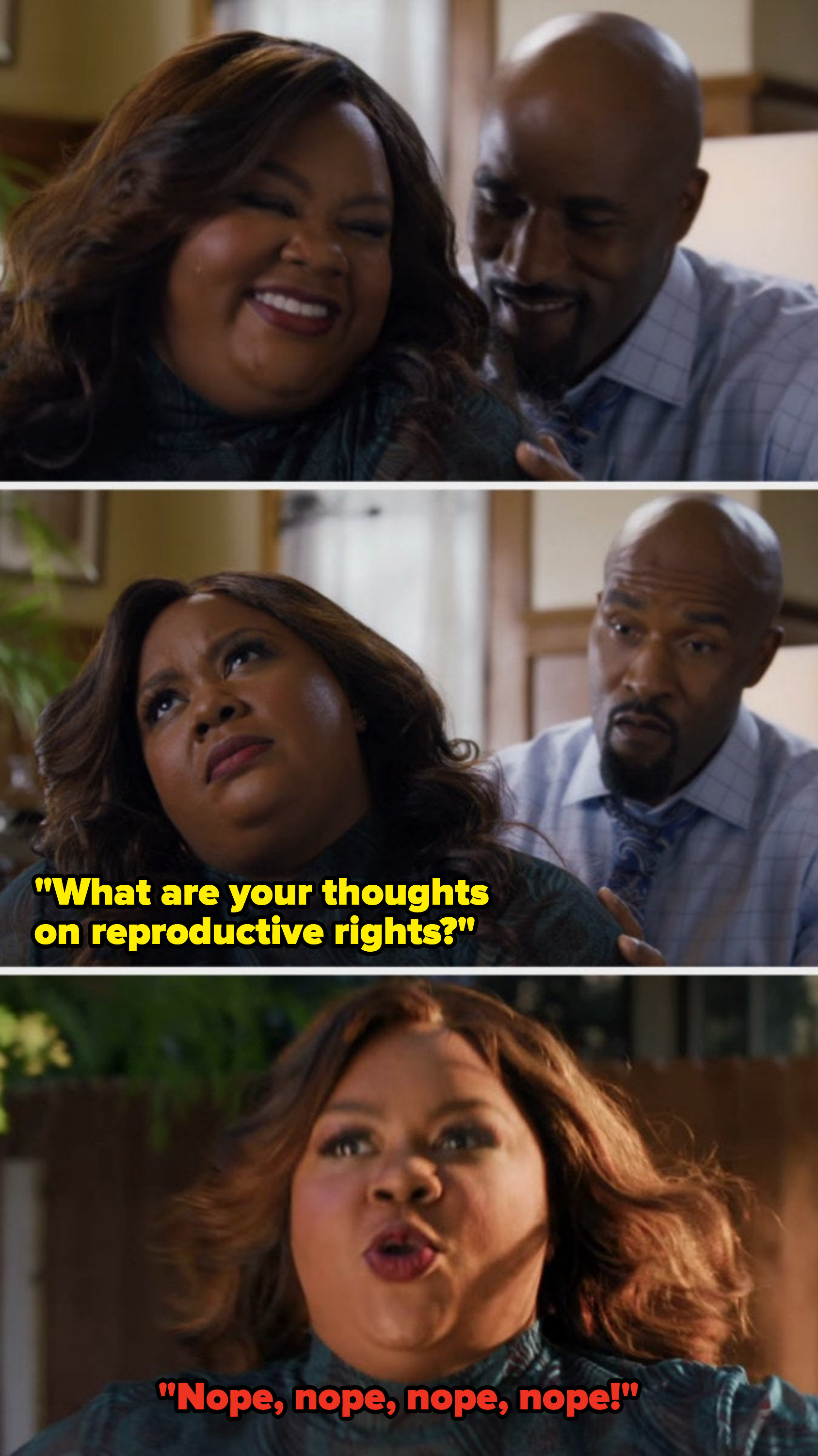 Nicky leaves her date&#x27;s place after learning more about his viewpoint on reproductive rights