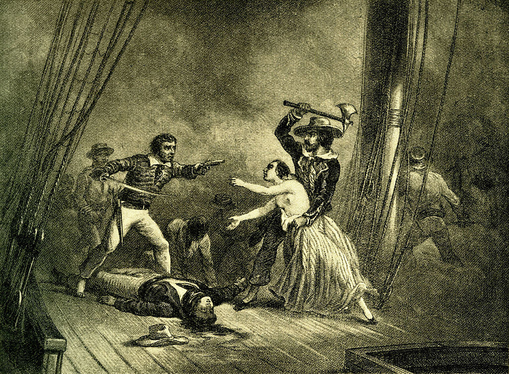 a painting of killings on a ship