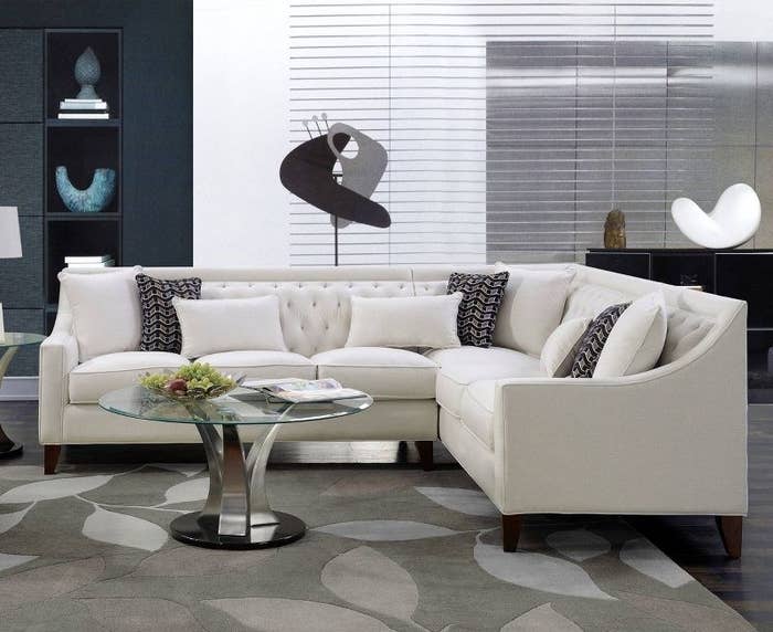 the white sectional in a very mod space