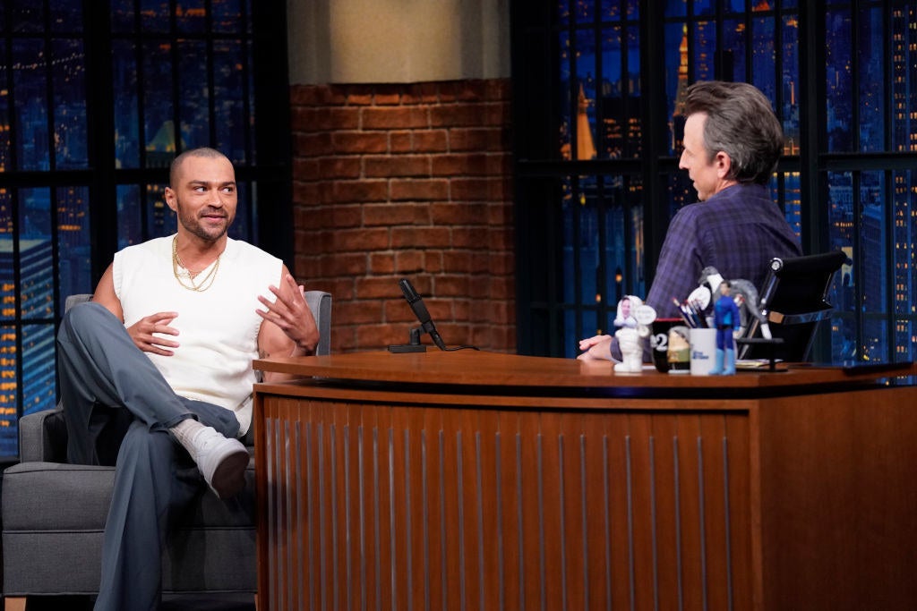 Jesse talking to Seth Myers