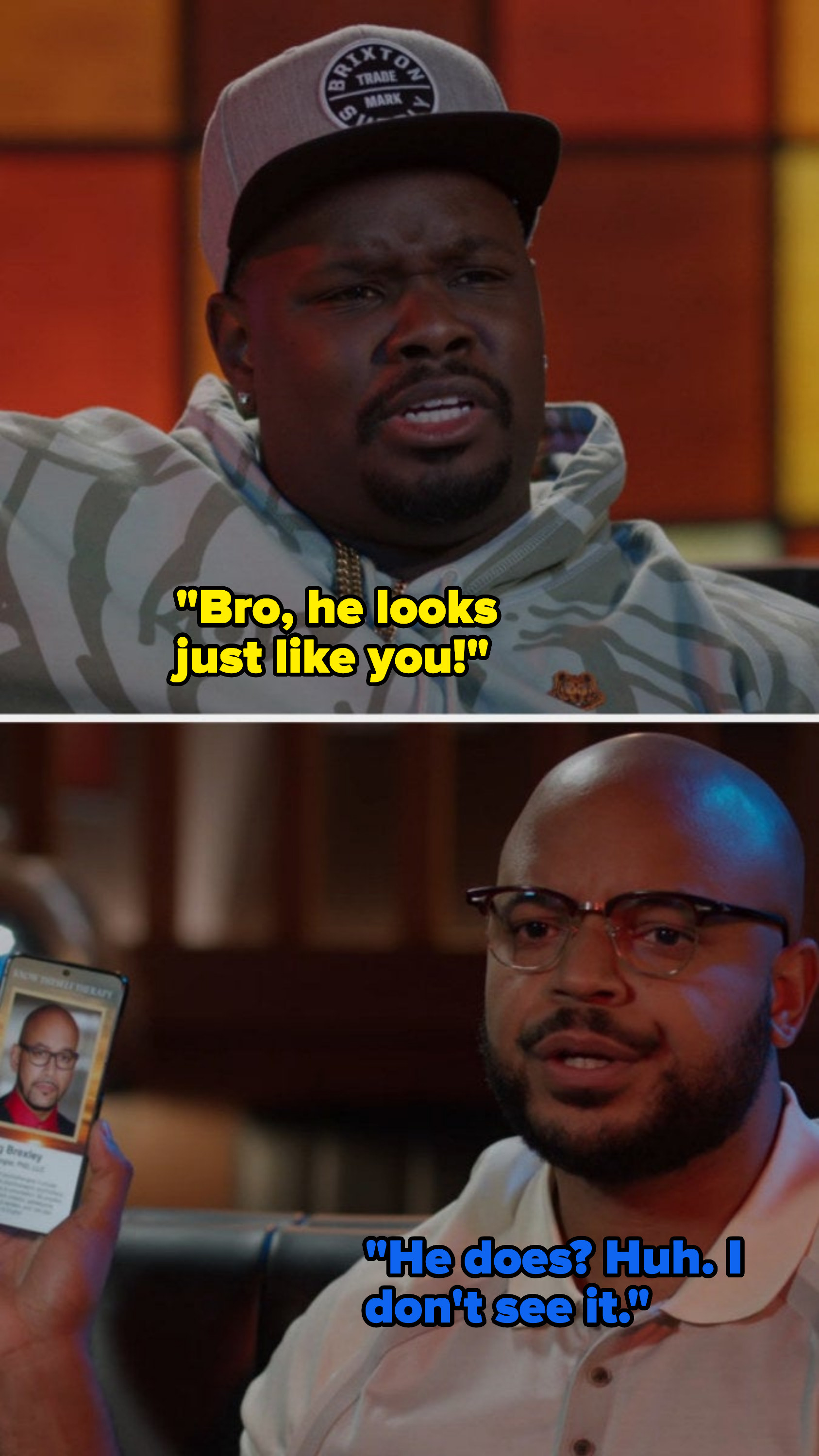 Wyatt shows a picture of his lookalike therapist