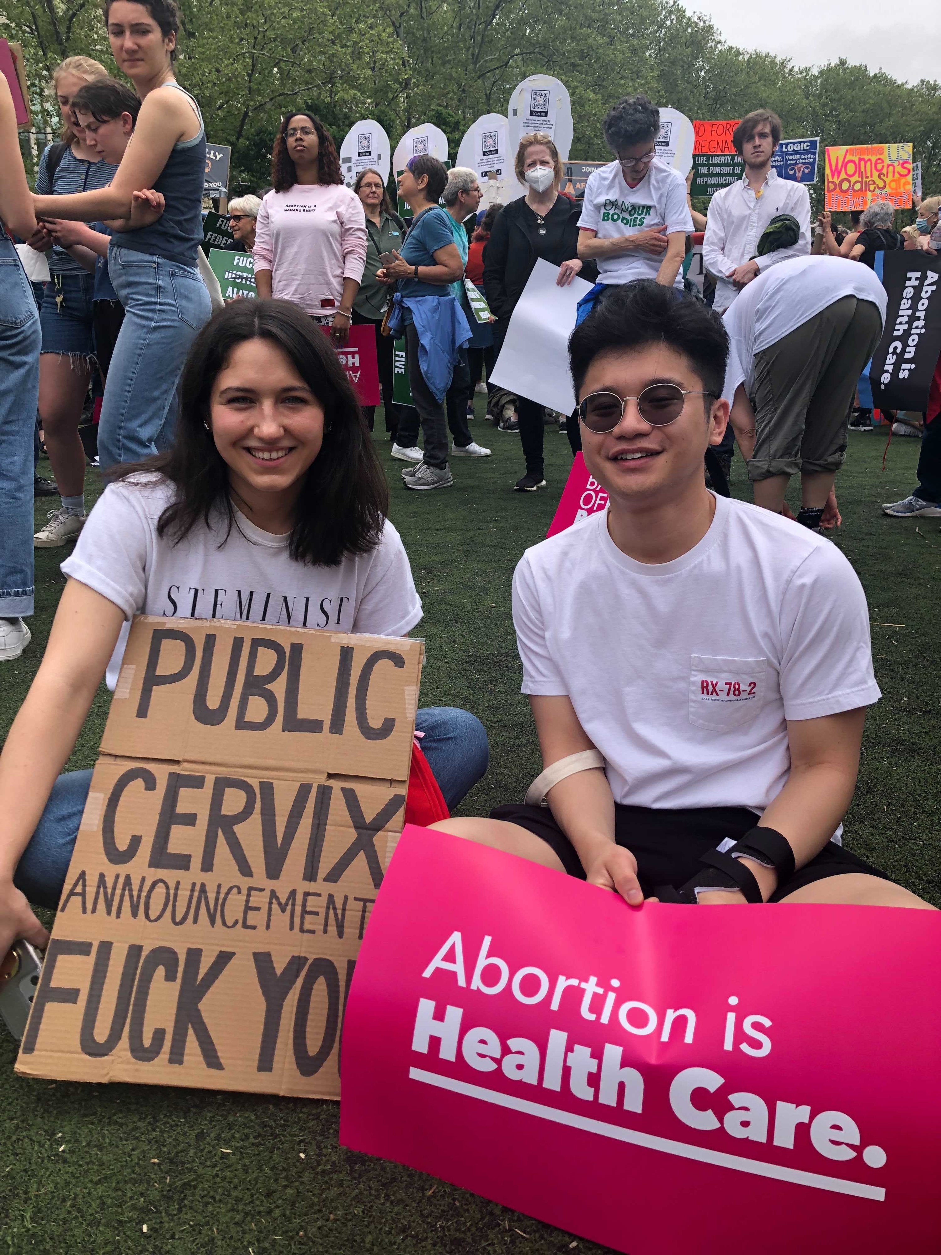 Sign reading &quot;Public cervix announcement: FUCK YOU&quot;