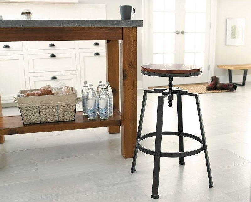 The stool at a kitchen island