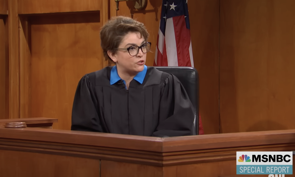 Cecily Strong as a judge during an &quot;SNL&quot; skit.