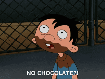 Chocolate Boy on Hey Arnold saying &quot;no choclate?!&quot;