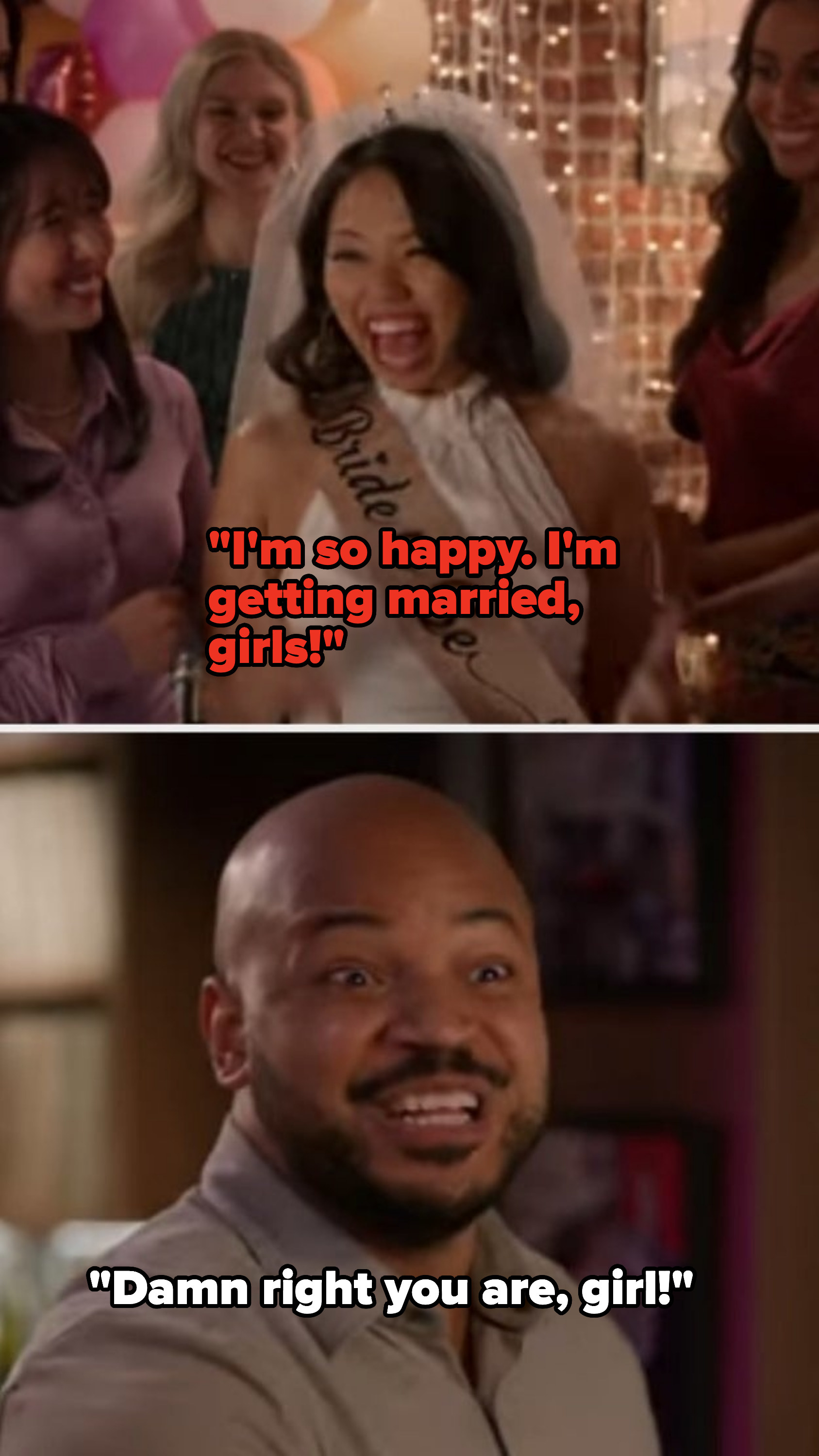 Wyatt encourages a bride during her bachelorette party