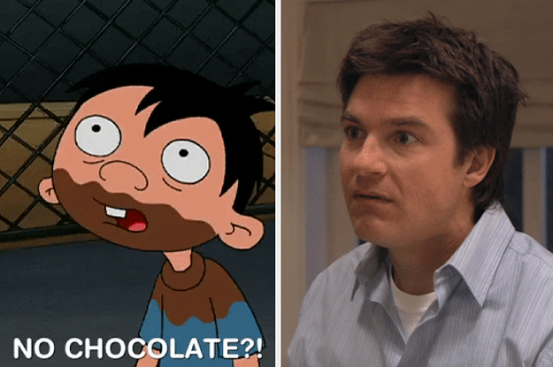 Chocolate Boy from Hey Arnold saying "no chocolate?!" and Michael Bluth from Arrested Development looking horrified