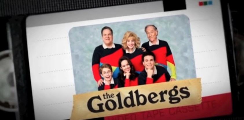 Title card for &quot;The Goldbergs&quot; shows family photo on a VHS tape