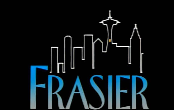 Title card for &quot;Frasier&quot; with a Seattle skyline outline