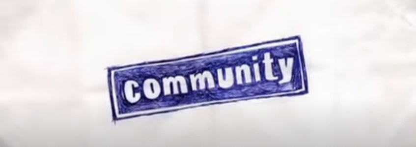 “Community"用蓝色的笔