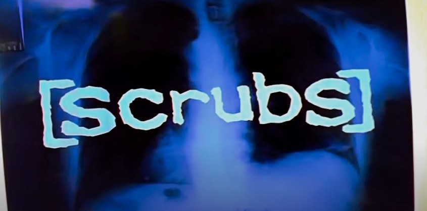 Title card for "Scrubs" with an X-Ray of ribs