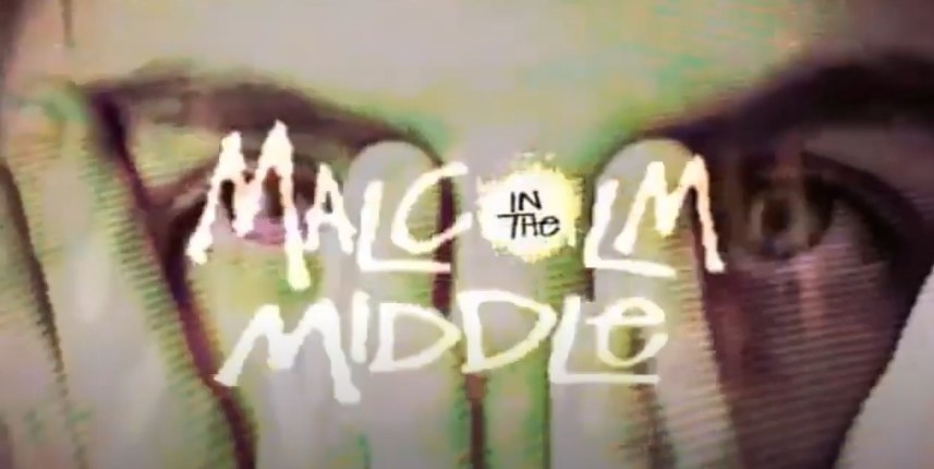 Title card for &quot;Malcolm in the Middle&quot; with the character peeking through his covered eyes