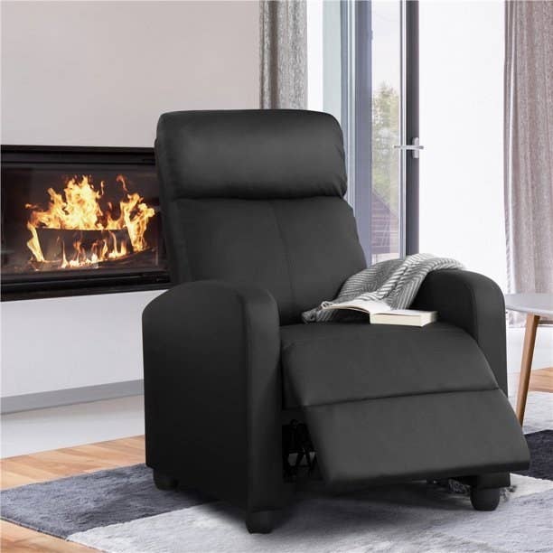Black faux-leather reclining chair