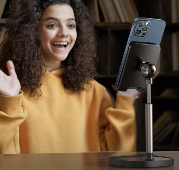 Someone using the phone stand