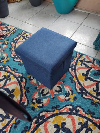 reviewer image of the ottoman in blue