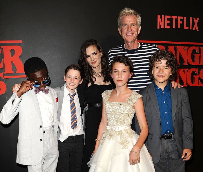 The central cast of Stranger Things when the show began, with the main four actors all looking like young kids
