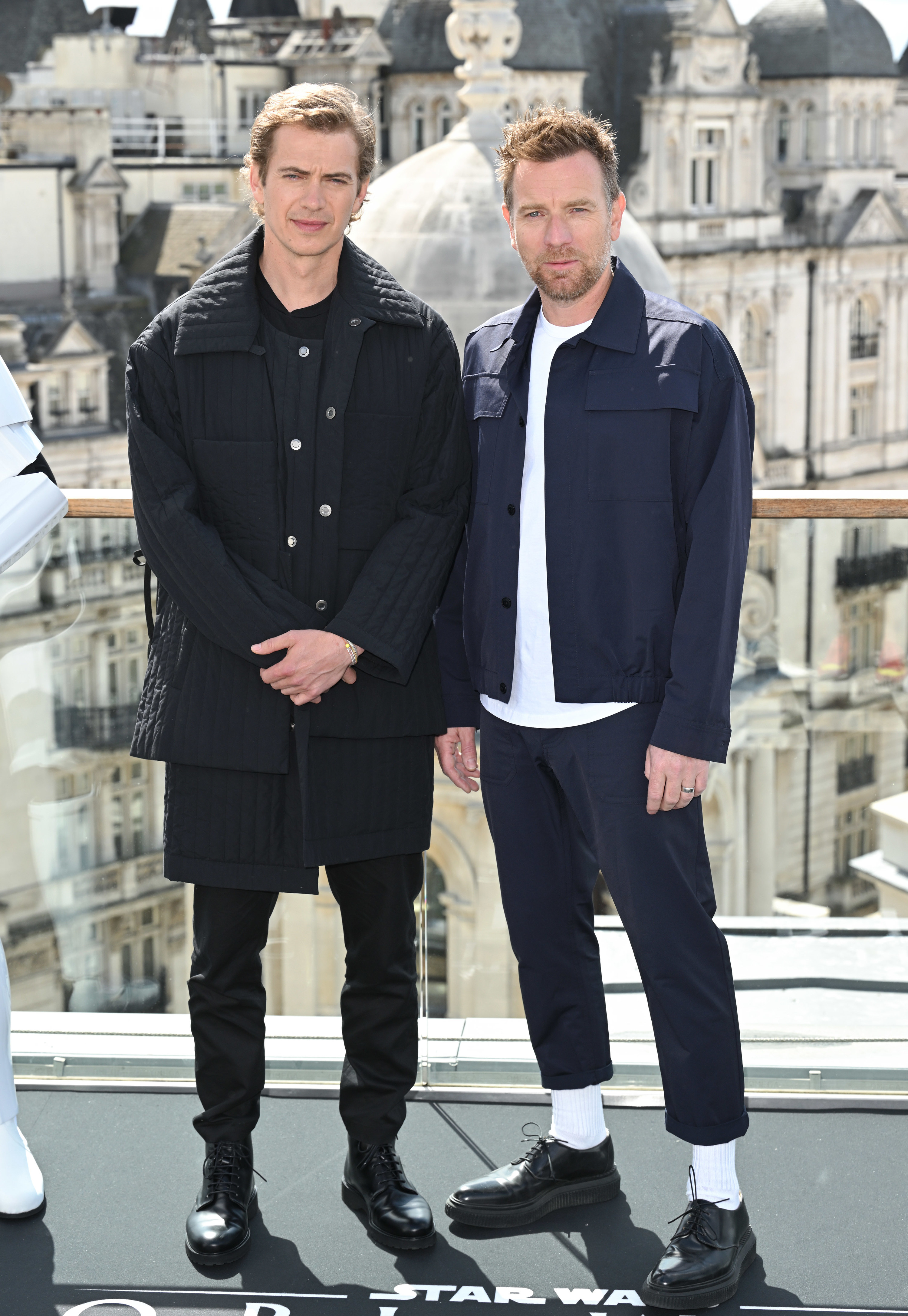 Hayden and Ewan at a press call for the new series