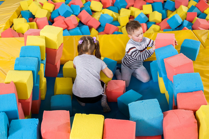 Kids playing in a foam pit