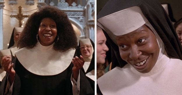 Whoopi Goldberg as Deloris sings in front of the congregation in &quot;Sister Act,&quot; and she explains to students how she has been a Vegas headliner in &quot;Sister Act 2&quot;