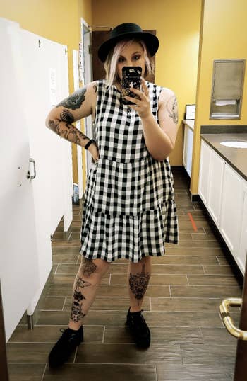reviewer bathroom selfie in the dress